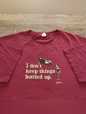 Vintage Y2K I Don’t Keep Things Bottled Up Wine Comedy Parody Shirt Size Large
